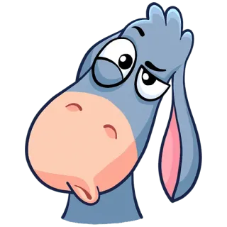 🤨 осёл, грустный, мультфильм, животное telegram sticker
