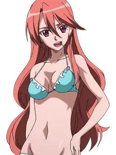😏 Anime, Meisje, Bikini, Rood haar, Lang haar telegram sticker