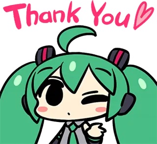 ❤️ Hatsune Miku Thank You! Аниме, Спасибо, Hatsune Miku, Vocaloid, Каваий, Милый telegram sticker