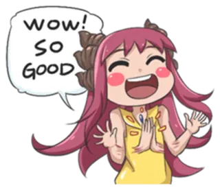 😂 WOW! SO GOOD อนิเมะ, ผู้หญิง, มีความสุข, น่ารัก, ดี, ว้าว telegram sticker