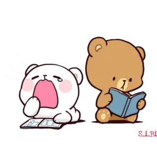 🥱 orso, piangere, leggere, triste, cartoni animati telegram sticker