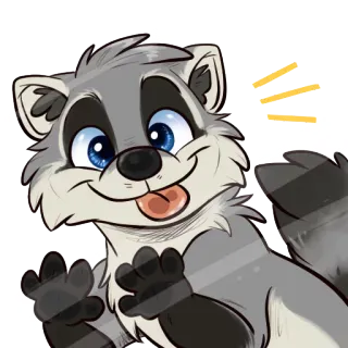 😛 raccoon, cartoon, animal, cute, funny, sticker whatsapp sticker
