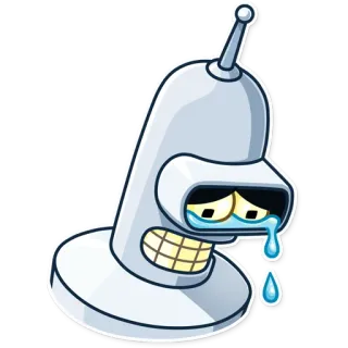 😢 Bender Futurama робот, мультик, грустный, плачет, Футурама, Бендер whatsapp sticker