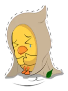 😣 triste, llorando, pájaro, pollito, amarillo, dibujos animados whatsapp sticker