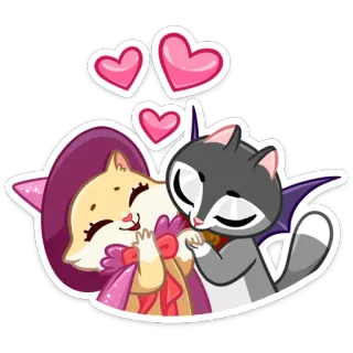 ❤️ Katzen, Liebe, Herzen, Cartoon, Sticker, Süß, Tiere telegram sticker