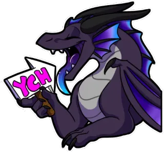 😛 YCH dragão, fantasia, fofo, arte, desenho animado, antro, ych telegram sticker