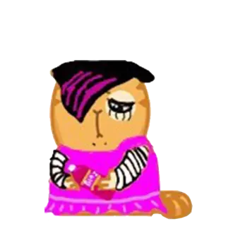 😱 고양이, 만화, 분홍 드레스, emo 머리 telegram sticker