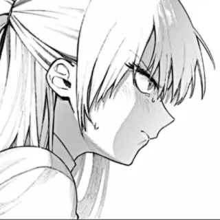 🎧 animé, manga, fille, portrait, sérieux, personnage, noir et blanc telegram sticker