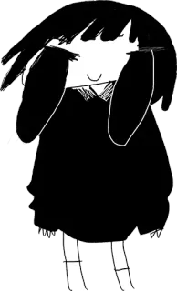 👀 Anime, Manga, Süß, Mädchen, Schwarzweiß telegram sticker