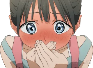 😳 anime, ragazza, scioccata, imbarazzata, arrossire whatsapp sticker