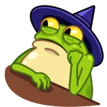 🙁 青蛙, 巫师, 悲伤, 魔法, 卡通 whatsapp sticker