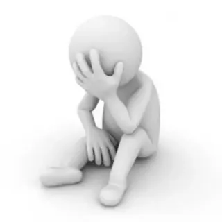 😔 sad, stress, depression, despair, figure, white telegram sticker
