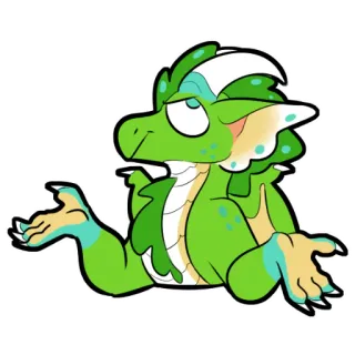 😒 龙, 蜥蜴, 爬行动物, 卡通, 可爱, 动物, 插图 telegram sticker