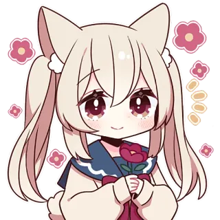☺️ Anime, Kawaii, Dễ thương, Hoa, Manga, Cô gái whatsapp sticker