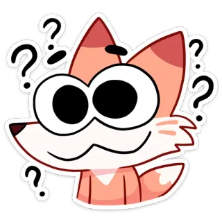 ❓ fox, cartoon, sticker, question marks, confused, whimsical, cute whatsapp sticker