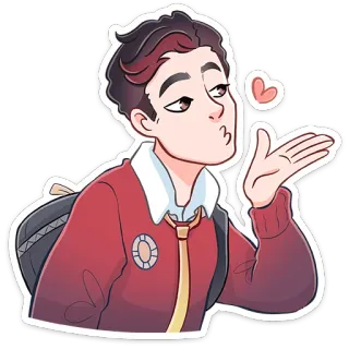 😘 亲吻, 心, 卡通, 男人, 飞吻, 爱, 喜爱 telegram sticker