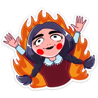 🔥 การ์ตูน, ตัวละคร, ไฟ, เปลวไฟ, สติกเกอร์, ภาพประกอบ, ผู้หญิง telegram sticker