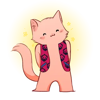 ☺️ Katze, süß, Weste, Cartoon, Tier, kawaii, Haustier telegram sticker
