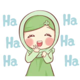 😂 Ha Ha Ha Ha Ha Ha Hijab, Lachen, Cartoon, Frau, Fröhlich, Chibi whatsapp sticker