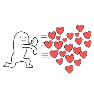 ❤ corazón, amor, correr, dibujos animados, lindo telegram sticker