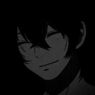 🎵 Anime, Manga, Monochroom, Portret, Jongen, Donker, Schaduw telegram sticker