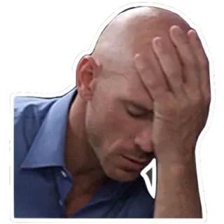 🤦‍♀ Johnny Sins หัวล้าน, ผู้ชาย, หงุดหงิด, เศร้า, เสียใจ telegram sticker