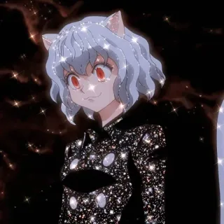 🙃 Neferpitou Hunter x Hunter Anime, Chat, Paillettes, Neferpitou, Hunter x Hunter, Fan art, Personnage animé whatsapp sticker