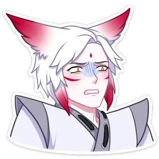 😰 anime, lis, przestraszony, zszokowany, zmartwiony, postać, ilustracja telegram sticker