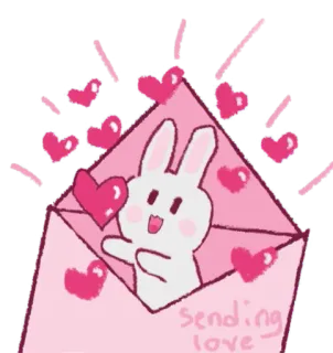 💌 Sending love любовь, кролик, конверт, сердце, милый, день святого валентина, привет telegram sticker