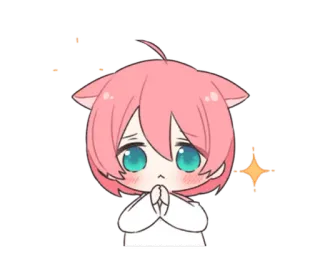 ✨ Аниме, Чиби, Милый, Розовые волосы, Блестки, Умоляющий telegram sticker