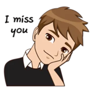 🙁 I like you Desenho animado, Menino, Bonito, Amor, Afeição telegram sticker