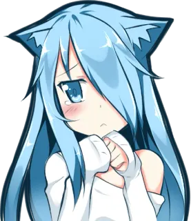 😔 Anime, Manga, Mignon, Fille, Oreilles de chat whatsapp sticker
