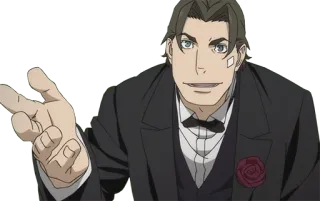 ✋ อนิเมะ, ผู้ชาย, ทักซิโด้, ตัวละคร, กุหลาบ, สูท, ชุดทางการ telegram sticker