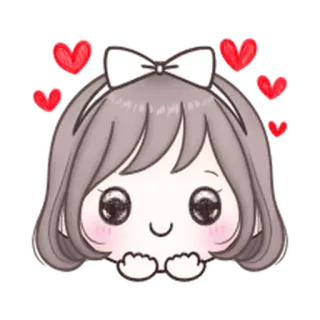 😊 kawaii, fofo, menina, corações, chibi, desenho animado telegram sticker