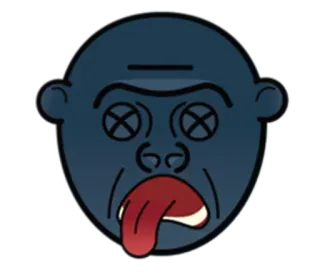 🦍 ตาย, หน้า, การ์ตูน, สติกเกอร์, สีหน้า, ลิ้น telegram sticker