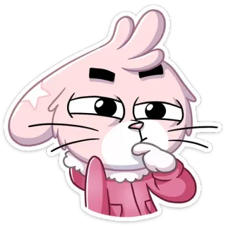 🤔 thỏ, hoạt hình, màu hồng, nhân vật telegram sticker