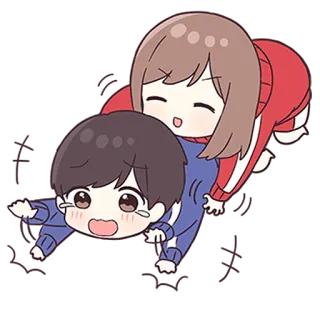 ❤️ anime, chibi, cartoon, cute, boy, girl, playing whatsapp sticker