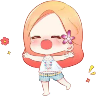 😍 Desenho animado, Chibi, Garota, Flor, Fofo, Alegre whatsapp sticker