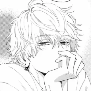 😇 anime, manga, portrait, drawing, sketch, earring, boy telegram sticker
