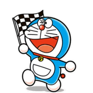 🏁 Doraemon 도라에몽, 애니메이션, 만화, 로봇, 고양이, 깃발, 경주, 일본어 telegram sticker