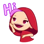 👋 Hi salutation, fille, cheveux roux, dessin animé telegram sticker