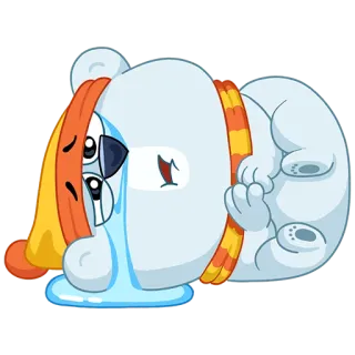 😭 ours, triste, pleurer, dessin animé, autocollant, animal, hiver, émotionnel telegram sticker