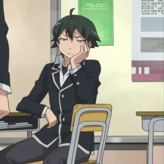 🕸 Hachiman Hikigaya My Teen Romantic Comedy SNAFU Anime, Garoto, Sala de aula, Adolescente, Hachiman Hikigaya telegram sticker