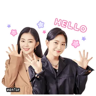 🍰 HELLO wontae ciao, salutando, donne, stelle, carino, coreano telegram sticker