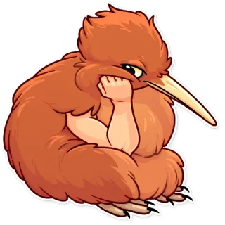 😞 kiwi, pássaro, animal, fofo, desenho animado telegram sticker