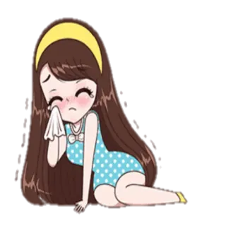 😟 chorando, triste, menina, desenho animado, chateado/a, emocional telegram sticker