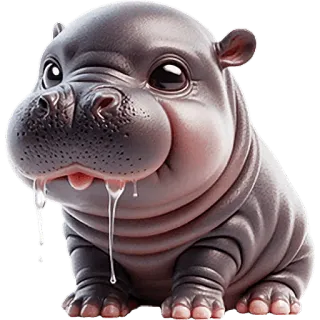 🤤 カバ, カバの赤ちゃん, かわいい, 動物, 哺乳類 whatsapp sticker