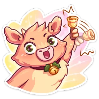🛎 귀여운, 동물, 개, 벨, 만화, 축제 telegram sticker