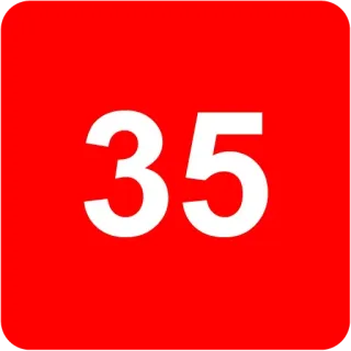 🟥 35 numero, rosso, 35, bianco, numerico, cifra telegram sticker