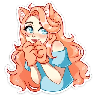 ☺️ Cartoon, Anime, Katzenmädchen, Kawaii, Süß, Katzenartig, Mädchen, Cosplay telegram sticker